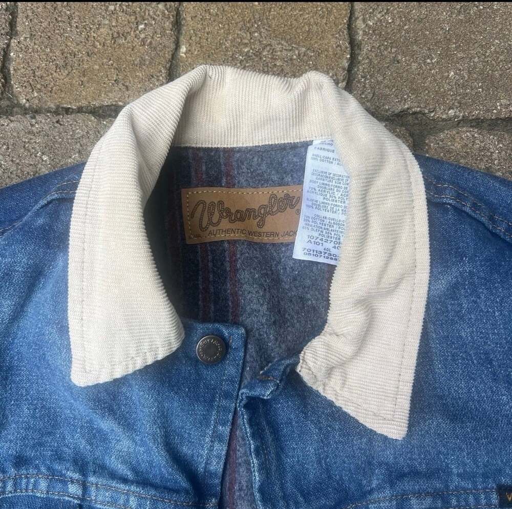 Vintage Wrangler Western M-159 Blanket Lined Denim Jacket Corduroy Collar 40L